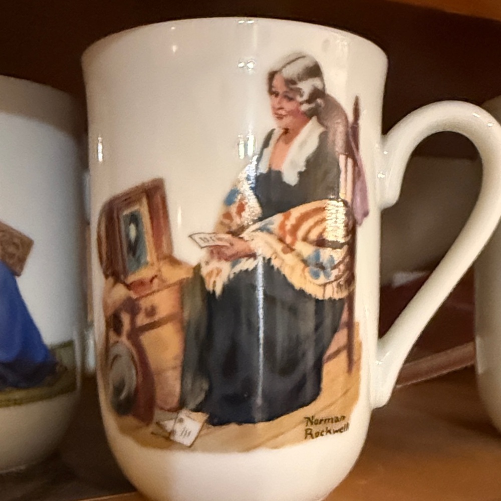Norman Rockwell Mug with Black and Cream Design